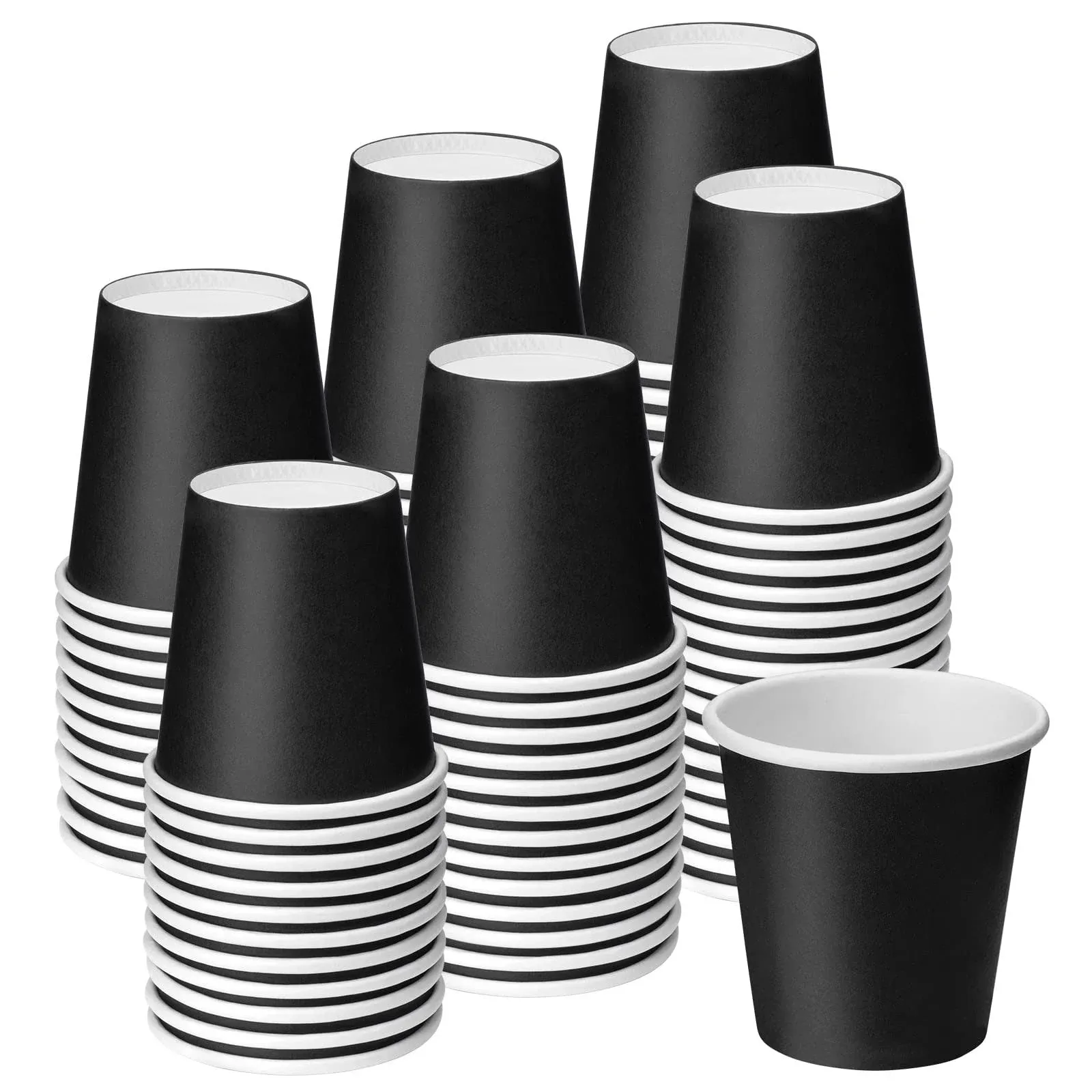100 Pack 3 oz Disposable Paper Cups, Black Paper Coffee Cups, Bathroom Cups, Disposable Mouthwash Cups, Small Paper Cups for Bathroom Travel Picnics
