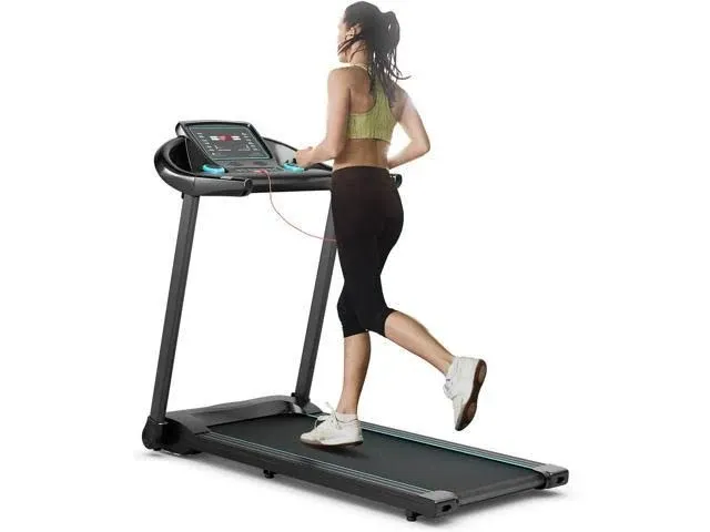 Goplus 2.25HP Folding Treadmill, Portable Electric SuperFit Treadmill w/App ...