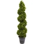 Nearly Natural Artificial Plants 48&#034; In/Outdoor Boxwood Spiral Topiary Green