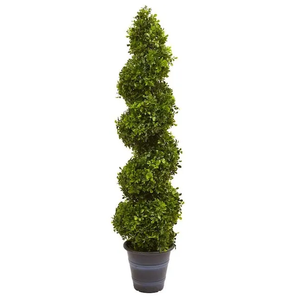 Indoor and Outdoor 48 in. Boxwood Spiral Topiary with Planter