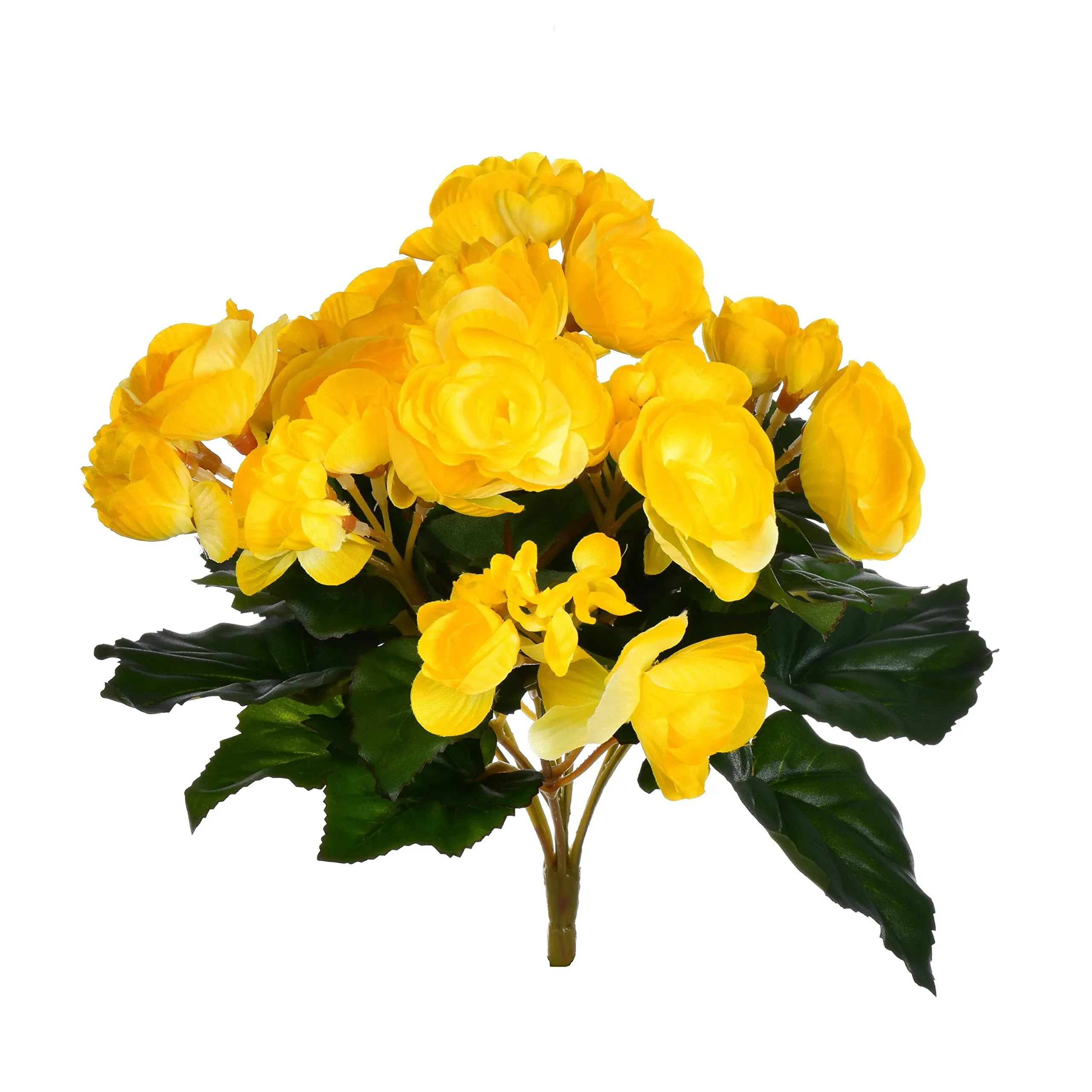 Vickerman 9.5" Artificial Yellow Polyester Begonia Bush