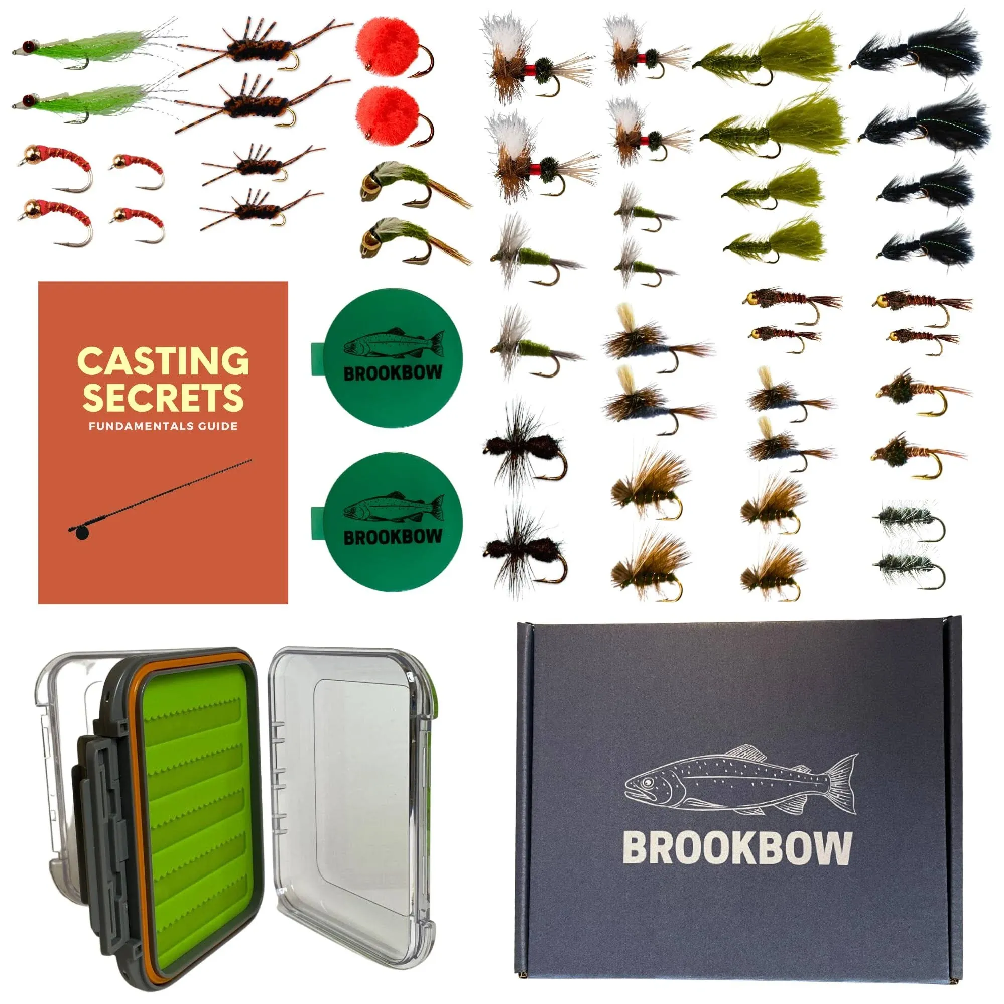 Guide's Stash Fly Fishing Flies Kit – 48 Premium Hand-Tied Flies for Trout, Bass & Panfish | Fly Casting Secrets Mini Class Included | Essential Fly Fishing Gear