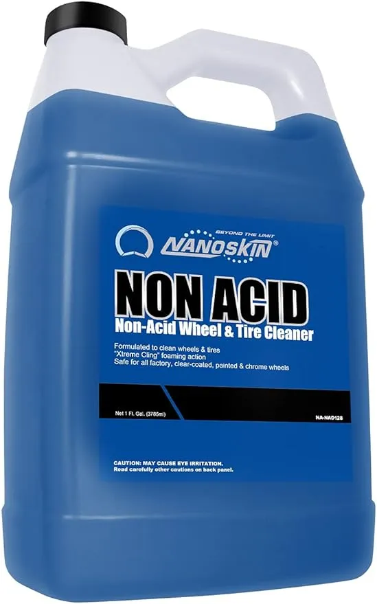 Nanoskin NON ACID Professional Wheel & Tire Cleaner 1 Gallon – Works with Wheel Brush & Tire Brush | Car Wash Wheel Cleaning Spray for Car Detailing | Removes Brake Dust, Oil, Dirt, Light Corrosion