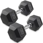 35 lb Pair Rubber Coated Hex Dumbbell Set, 70 Pounds Total