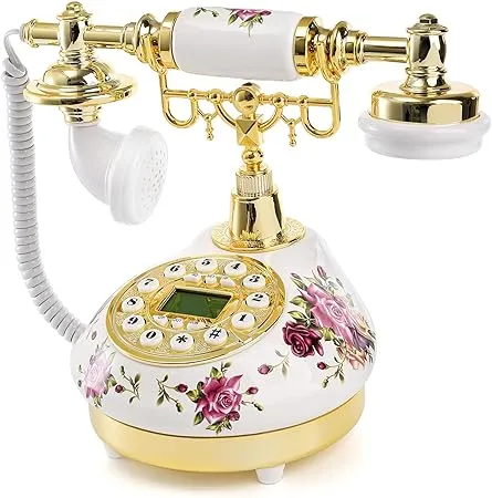 Cedilis Retro Vintage Phone, Antique Ceramic Telephone with LCD, Old Fashioned Telephones with Push Button Dial for Home Decor