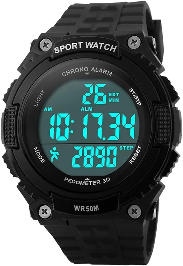 FANMIS Unisex Pedometer Watches Military Multifunctional 50M Waterproof Digital Outdoor Sports Watch