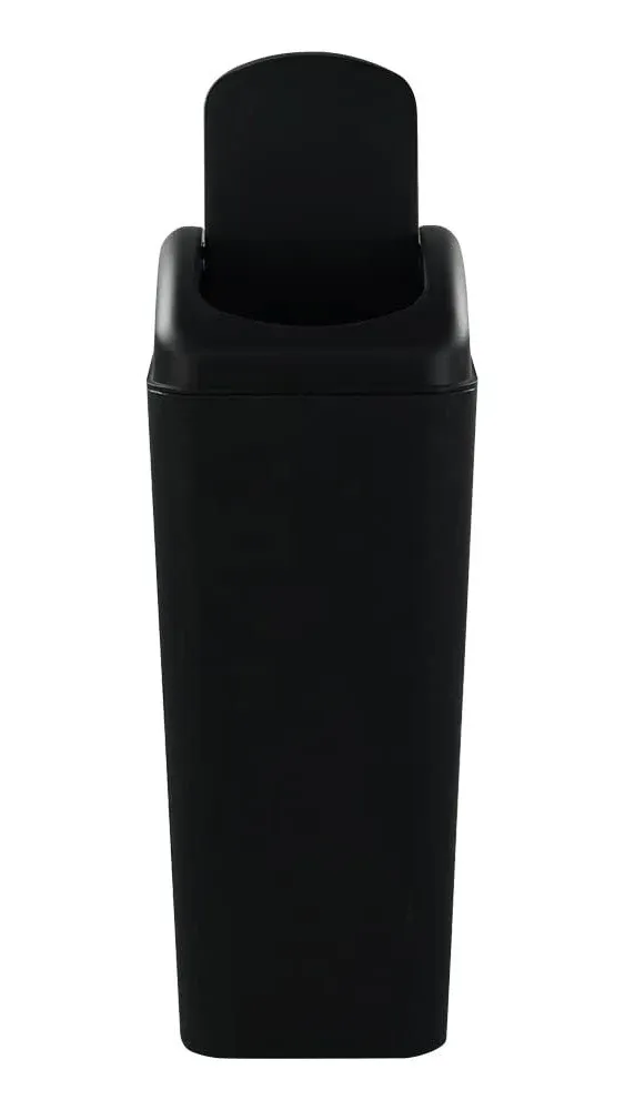 3.5 Gallon Plastic Trash Can, Swing Top Garbage Can, Black, 1 Pack