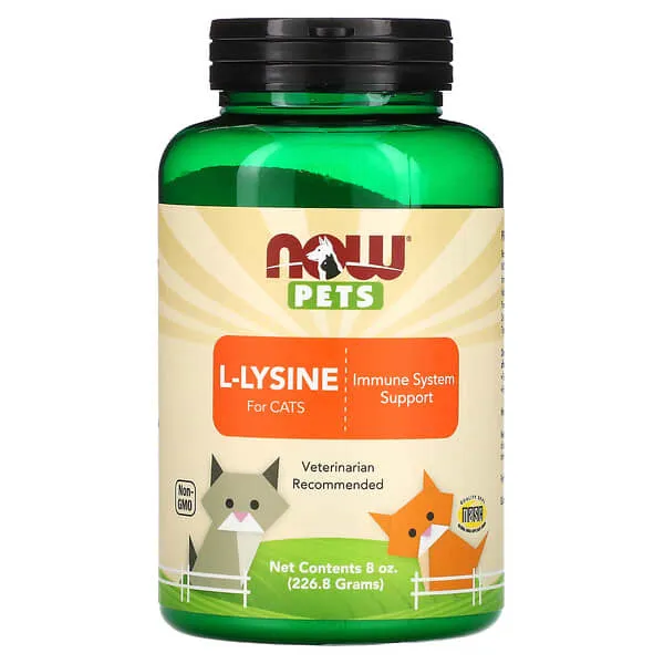 NOW Pets L-Lysine Immune System Support Cat Supplement, 8-oz jar