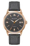 Men's Frank Sinatra Summer Wind Automatic Gray Leather Strap Watch 40mm