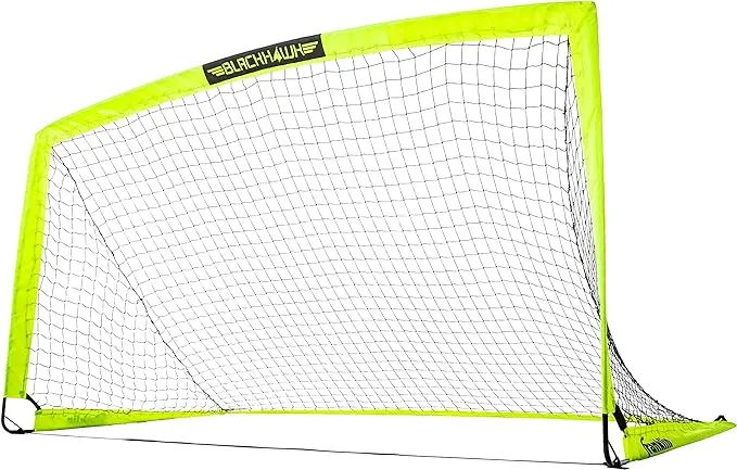 Franklin Sports Blackhawk Backyard Soccer Goal - Portable Kids Soccer Net - Pop Up Folding Indoor + Outdoor Goals - 9' x 5'6" - Optic YellowFranklin Sports Blackhawk Backyard Soccer Goal - Portable Kids Soccer Net - Pop Up Folding Indoor + Outdoor Goals 