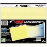 Roaring Spring Wide Recycled Landscape Legal Pads, College Rule, 11" x 9.5", 40 Sheets, Canary, 2 Pack, Made in USA