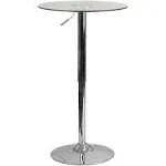 Flash Furniture Square Glass Top Bar Table, Clear/Chrome, 23.5"