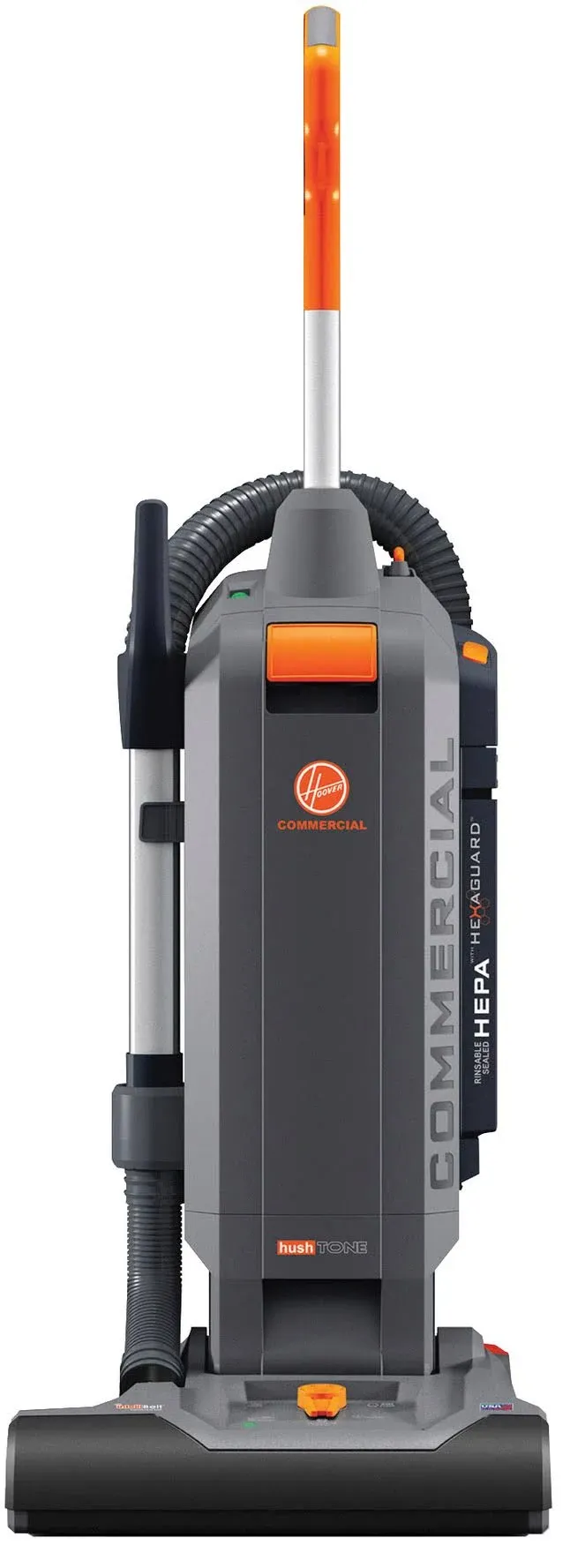 Hushtone Vacuum Cleaner With Intellibelt, 15" Cleaning Path, Gray/orange