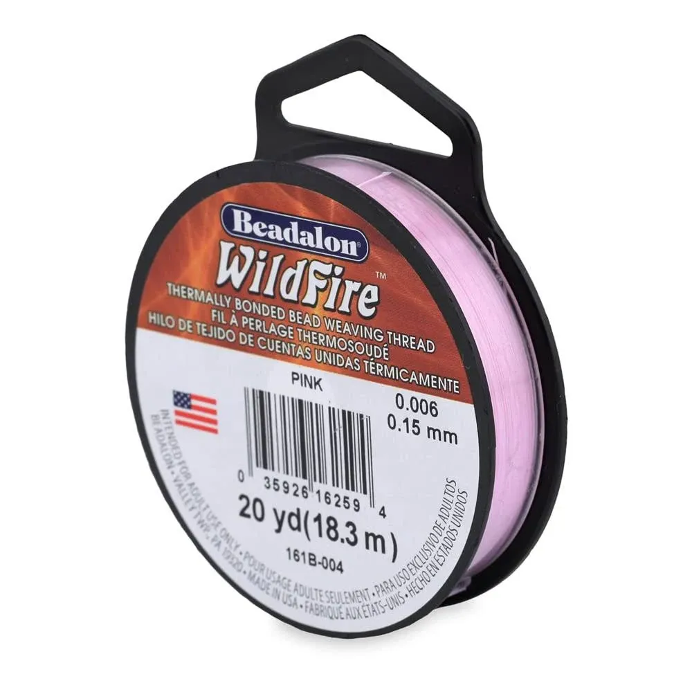 Beadalon Wildfire, 0.006 in, 0.15 mm, Break Strength 10 lb / 4.5 kg, Pink, 20 yd / 18 M