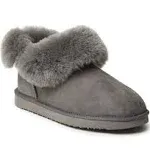 Fireside by Dearfoams Women's Perth Genuine Shearling Foldover Boot - Grey Size 9