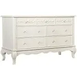 Evolur Aurora 7 Drawer Double Dresser - Blush Pink Pearl