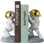 Banllis Space Theme Bookends for Shelves, Astronaut Moon Book Ends for Kids Room, Decorative Planet Book Stoppers to Hold Books Heavy Duty, Unique