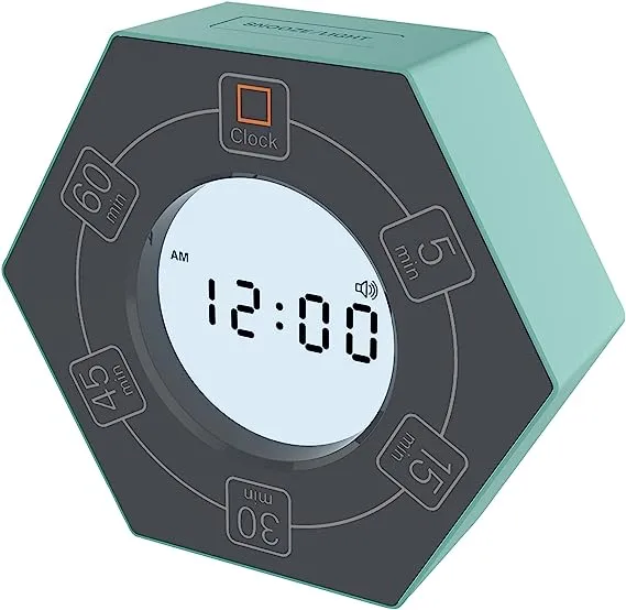 Znewtech Hexagon Rotating Productivity Timer with Clock Pomodoro Timer with 5,15