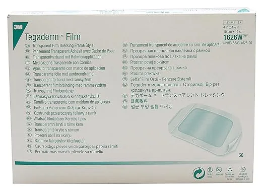 3M Tegaderm Transparent Film Dressing, 4 x 4-3/4 inch - Box/50