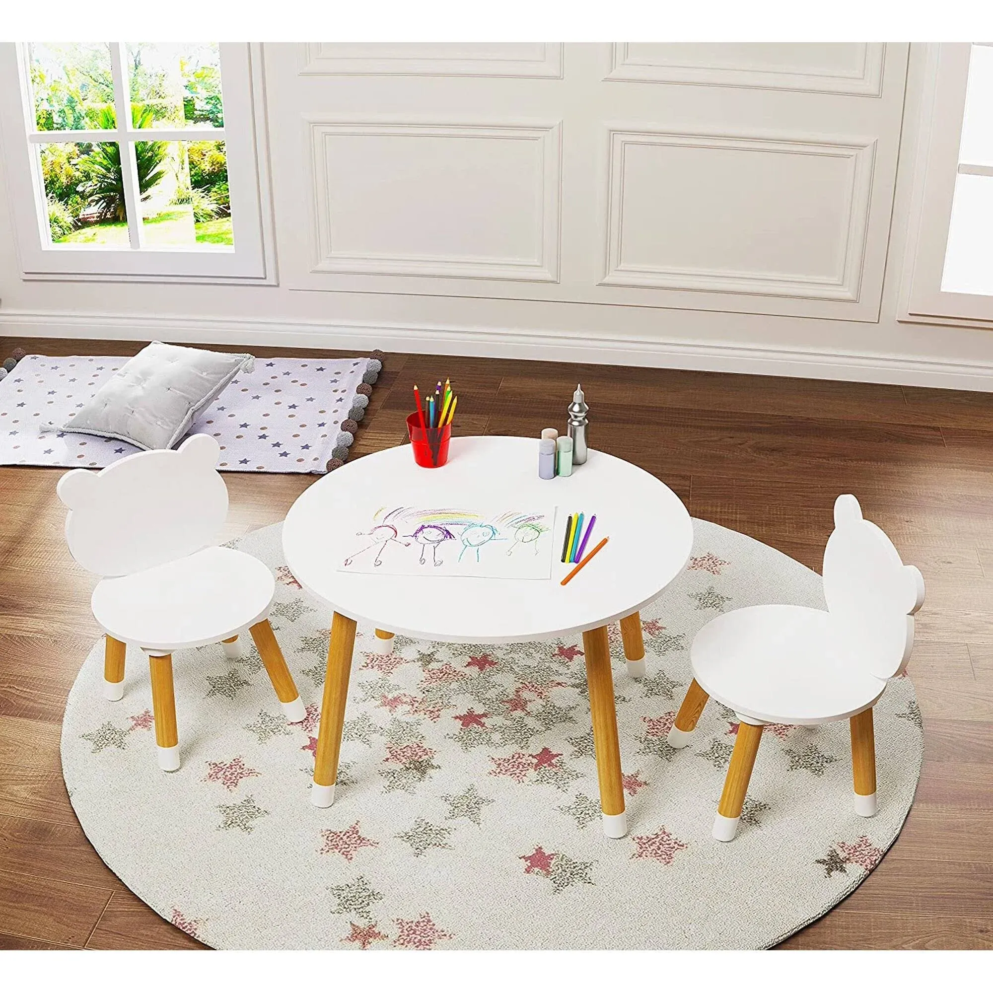 UTEX Kids Wood Table and Chair Set