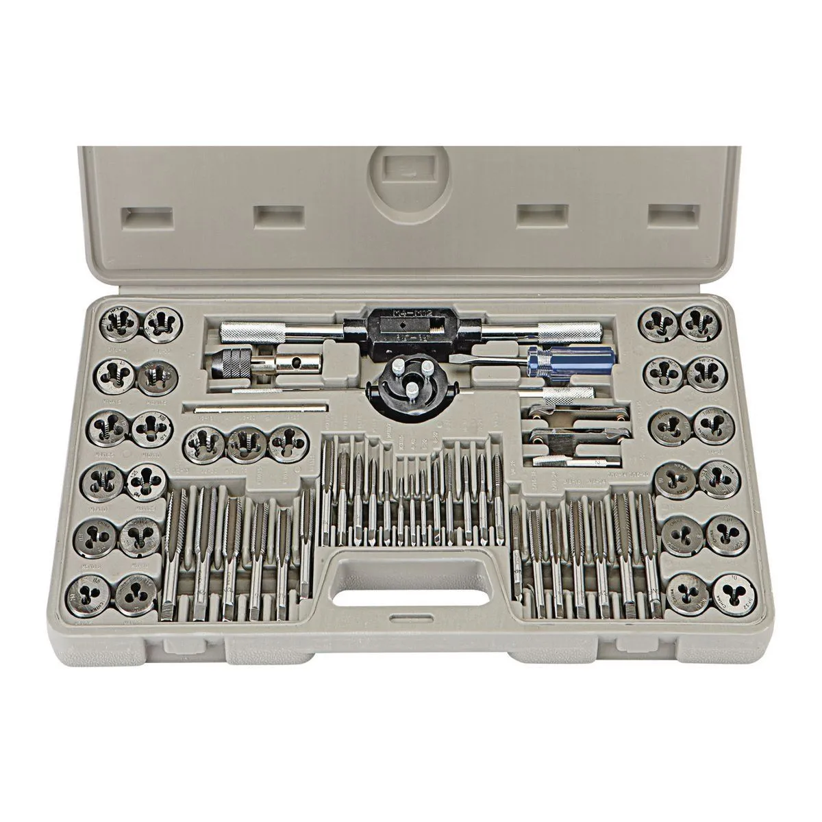 60-Pc Master Tap and Die Set - Include SAE Inch Size #4 to 1/2” and Metric Size M3 to M12, Coarse and Fine Threads | Essential Threading Rethreading Tool Kit with Complete Accessories and Storage Case