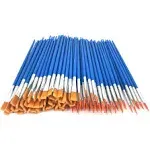 120 Pcs Flat and Round Paint Brushes Set,Kids Small Brushes Bulk Pointed Flat Nylon Hair Brushes for Acrylic Oil Watercolor Paint Party Classroom