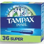 tampax pearl tampons with plastic applicator, super absorbency, unscented, 18 count