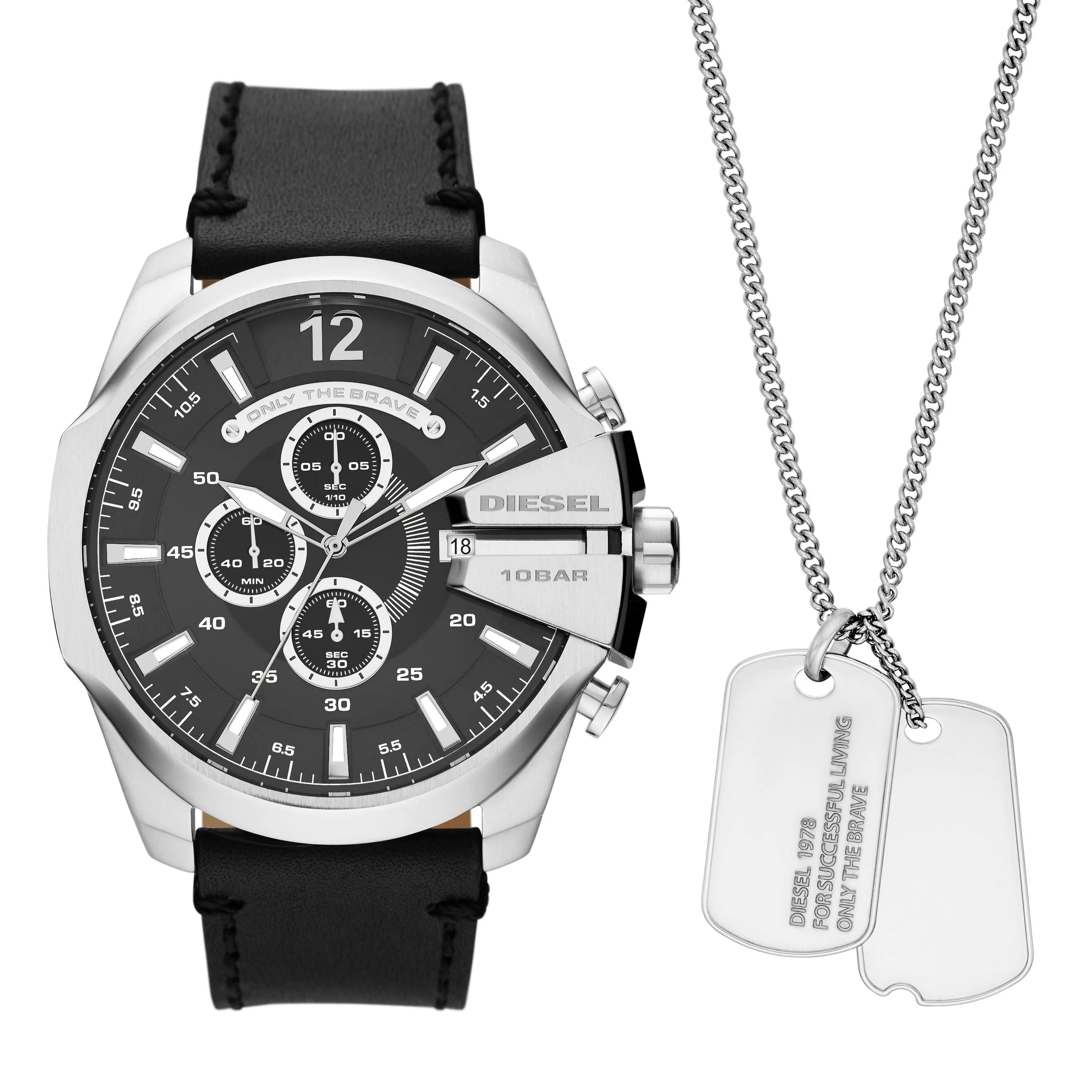 Diesel Mega Chief Stainless Steel Men's Watch with Analog or Digital Movement