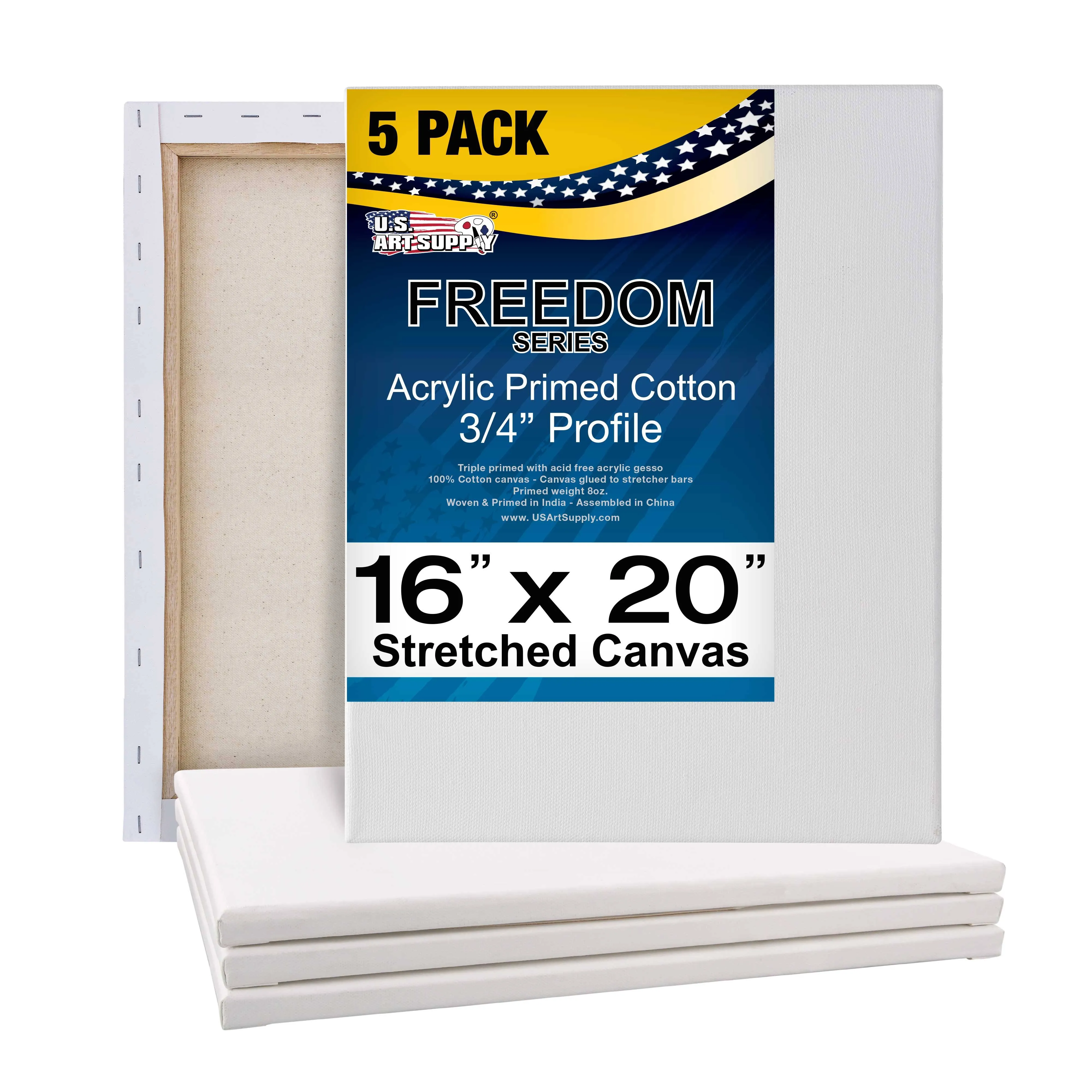 U.S. Art Supply 5 x 7 inch Stretched Canvas Super Value 10-Pack