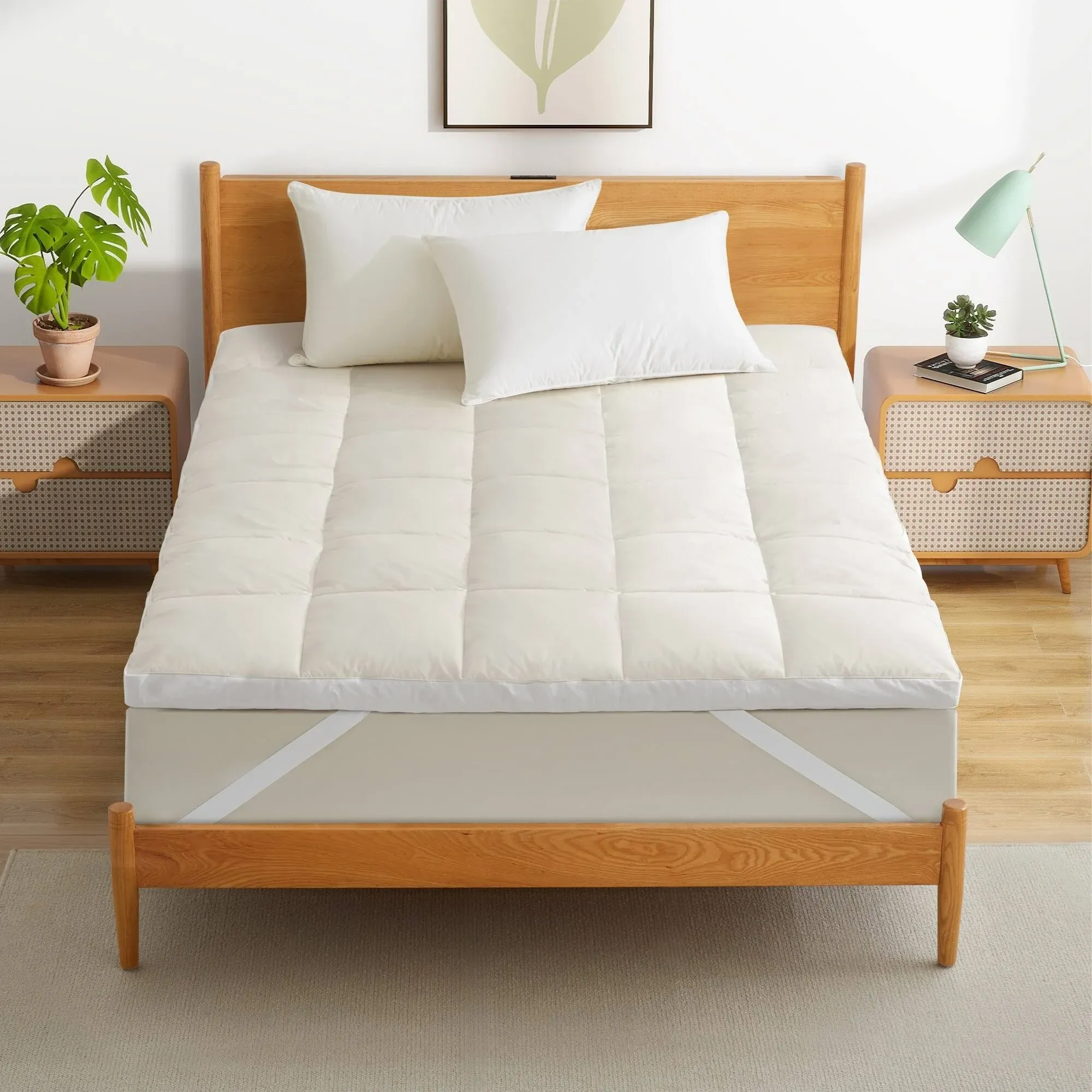 Organic Cotton Mattress Topper Feather Bed - Twin