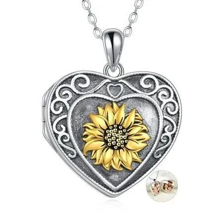 WINNICACA S925 Sterling Silver Heart Lockets Necklace That Holds Pictures Jewelry for Women Photo Pendant Necklace for Birthday Gifts