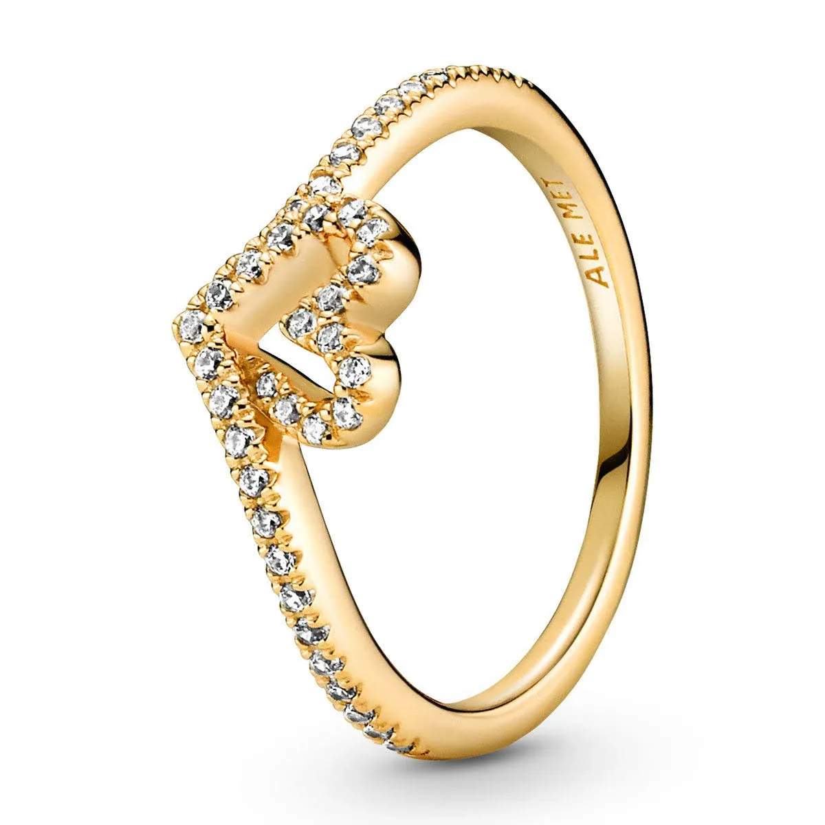 Pandora Sparkling Heart Wishbone Ring