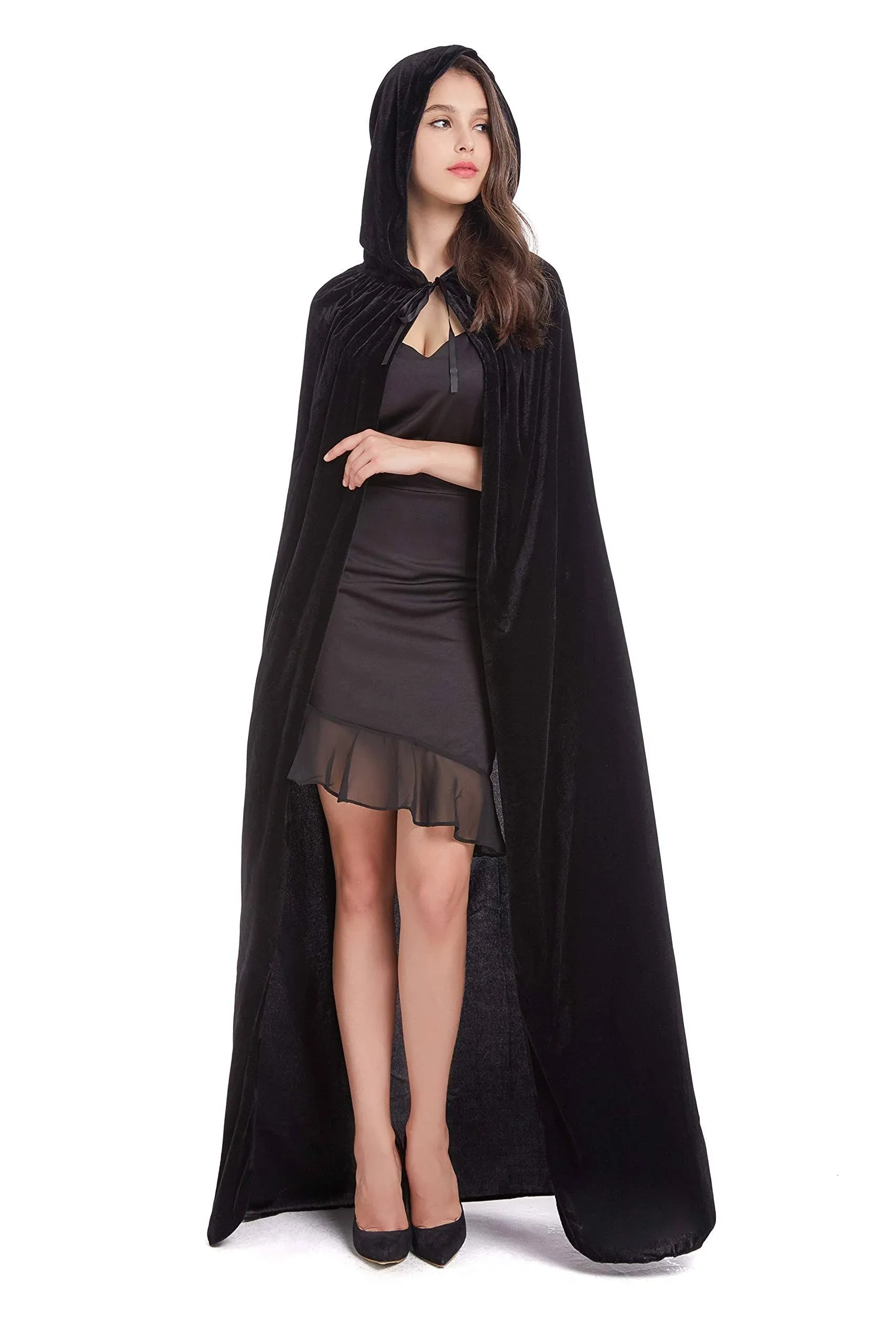 BEBEP 59inches Unisex Long Velvet Hooded Cloak for Halloween Christmas... 