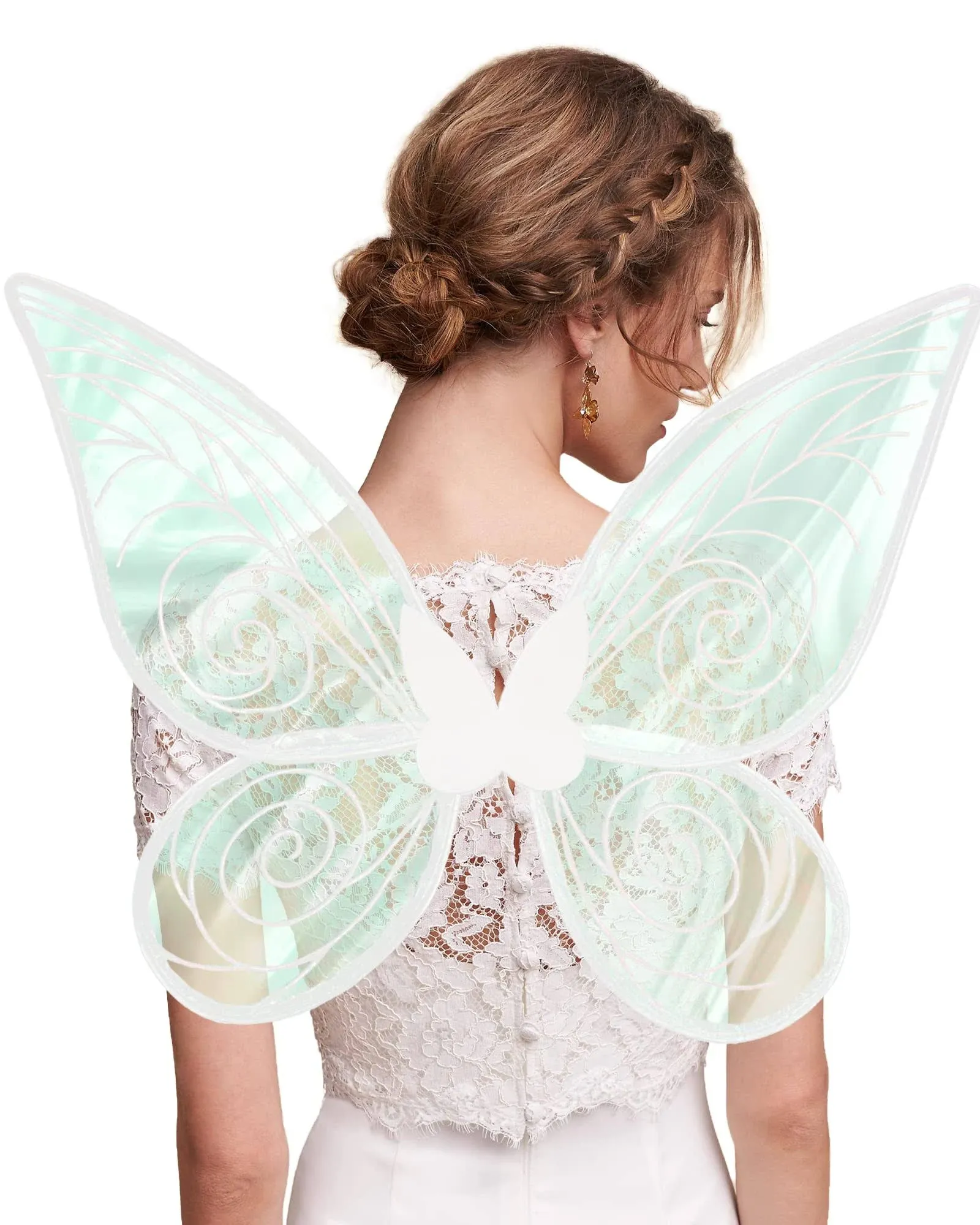 Odusky Fairy Wings for Women Adult Halloween Butterfly Costume for Girls Dress Up Cosplay Angel Wings White