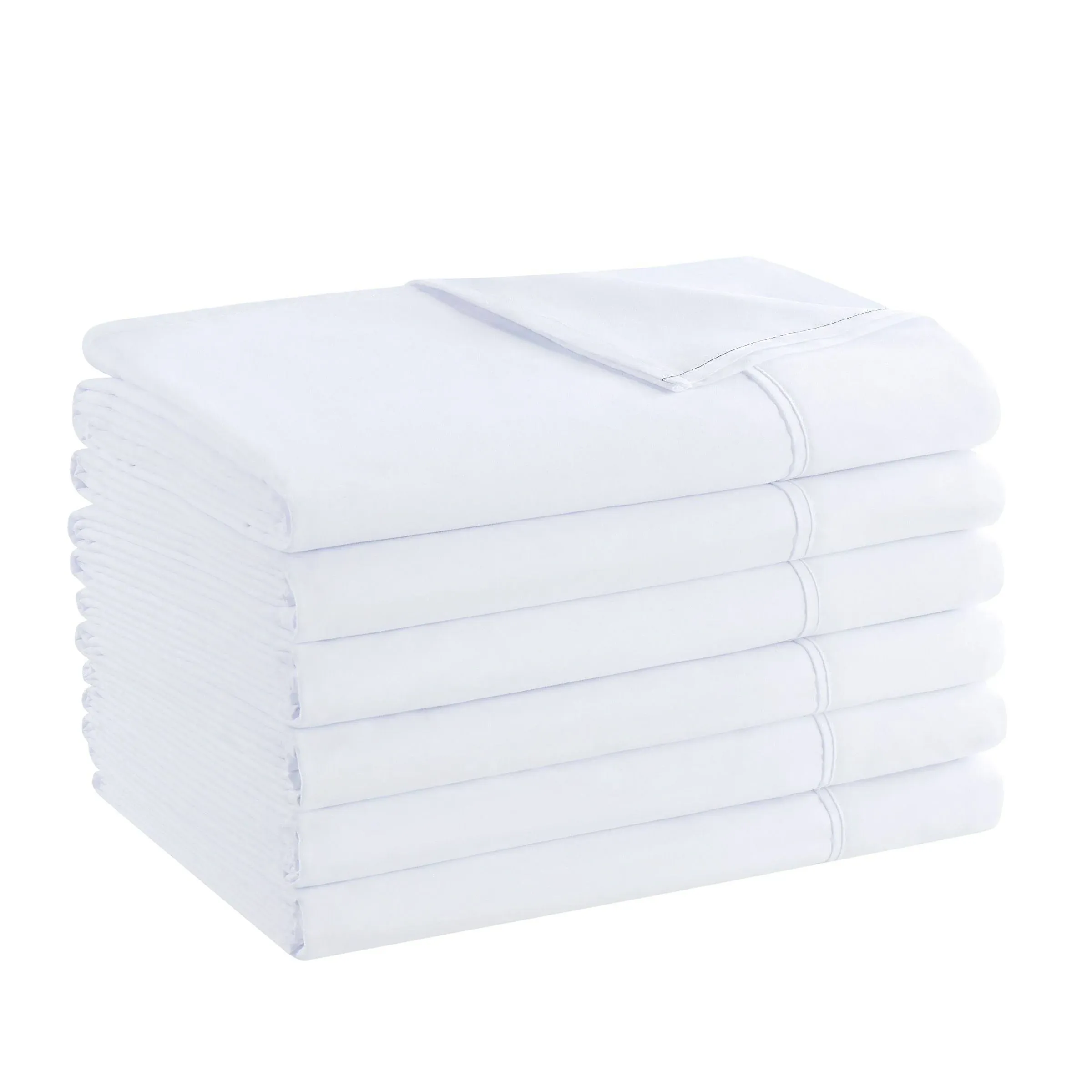 Host & Home Brushed Microfiber Flat Sheets (Pack of 6) - Queen - White