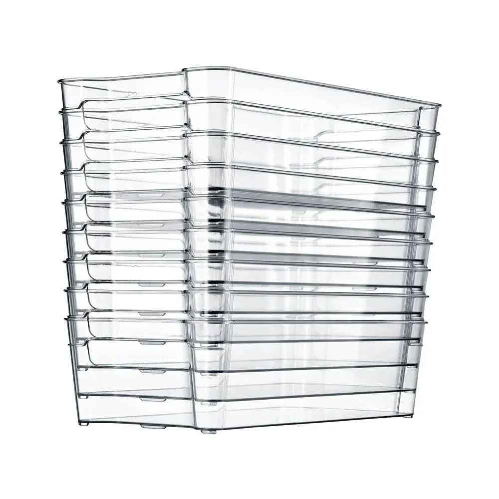 Set of 6 Refrigerator Organizer Bins - Stackable Clear Plastic Bin with Handles,