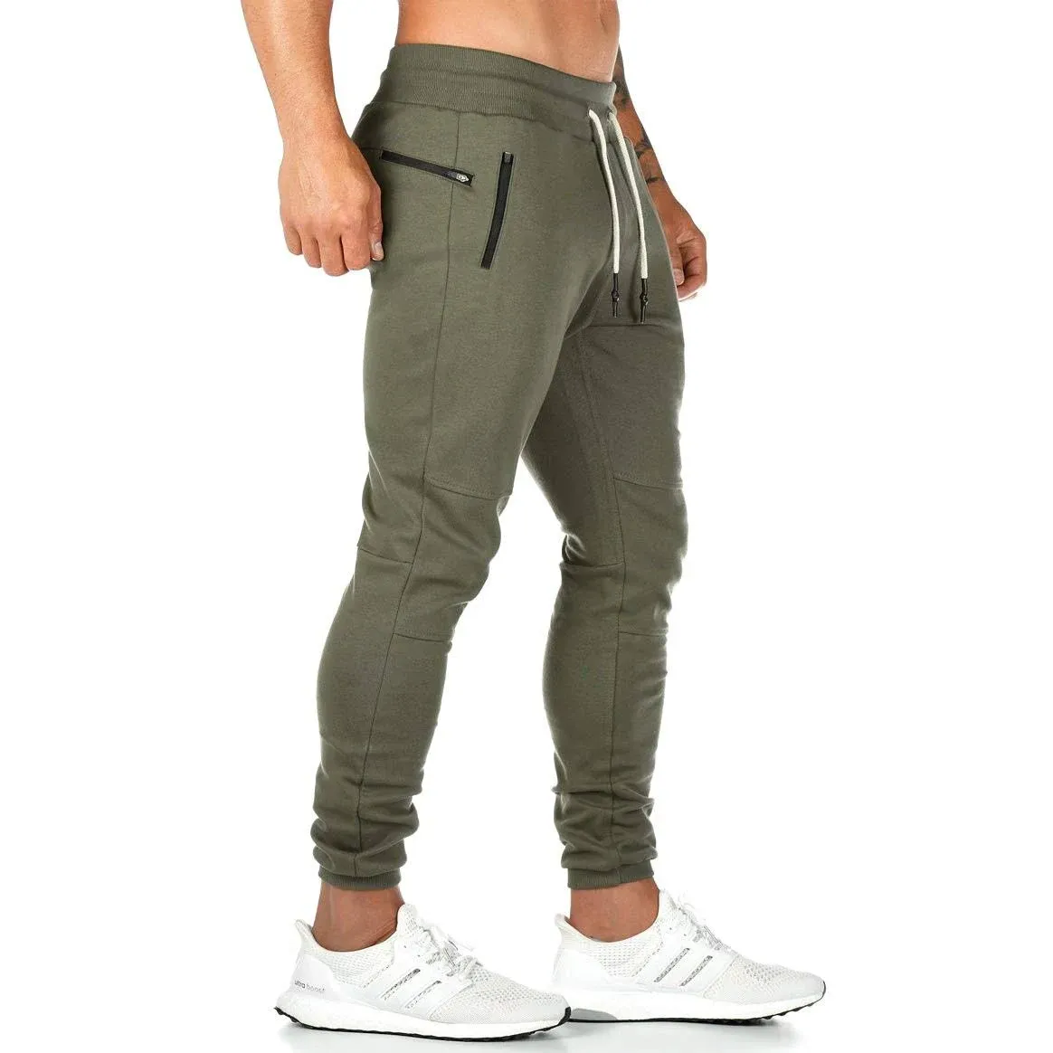 MANSDOUR Men's Gym Pants Workout Running Athletic Joggers Slim Fit Sport Track Pants with Zipper Pockets