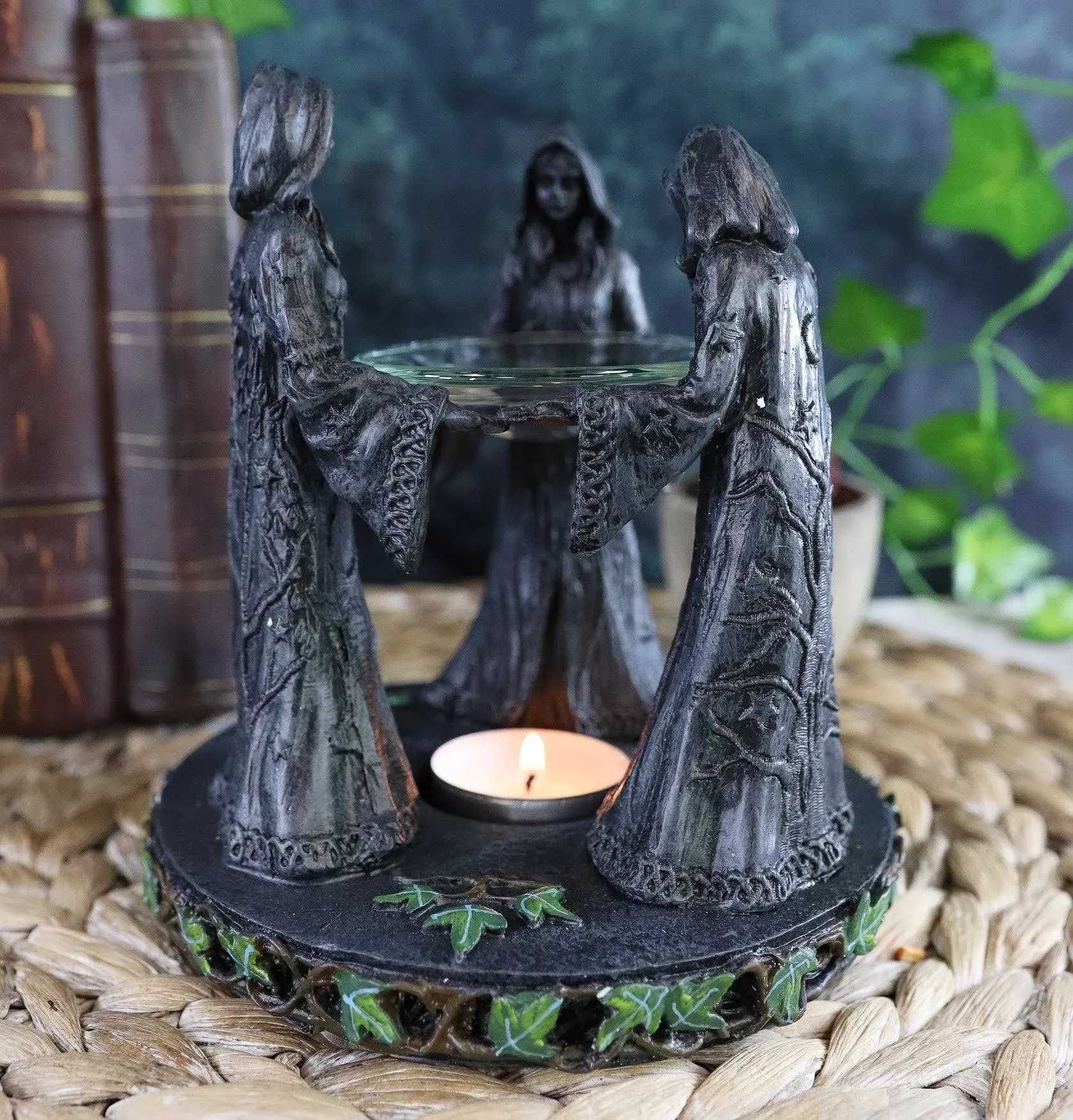 Ebros Triple Goddess Maiden Mother &amp; Crone Candle Holder Oil Wax Warmer 5.8&#034;H