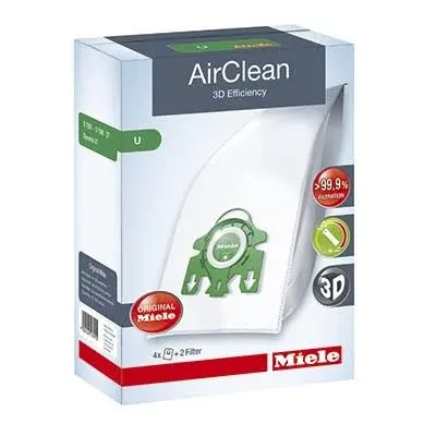 Miele U GENUINE Vac Bags AirClean 4 bags 2 filters 