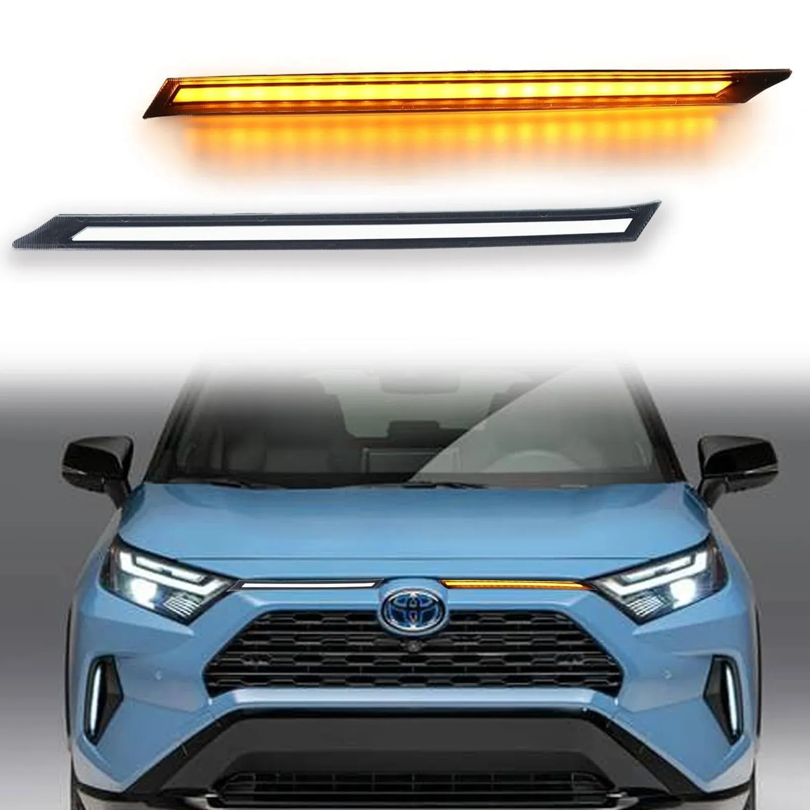 Switchback White/Amber LED DRL Front Fog Grille Lamp Daytime Running Light Se...