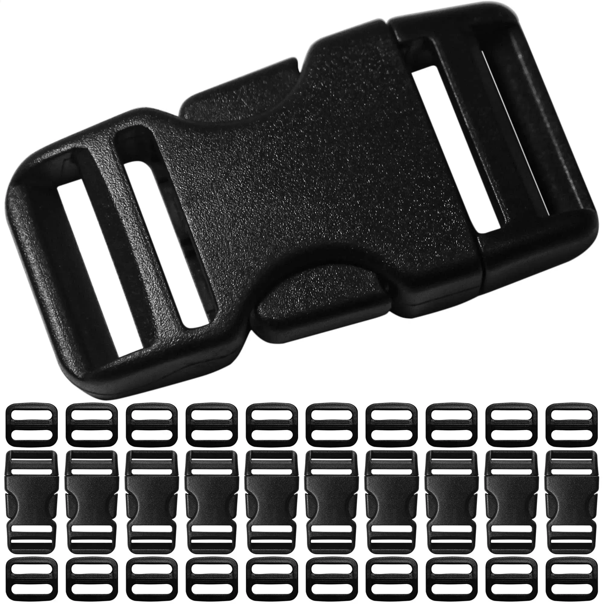 LASIGHT Set of Plastic Buckle Quick Side Release Dual Adjustable No Sewing & Tri-Glide Slide Clip fit Nylon Webbing Strap