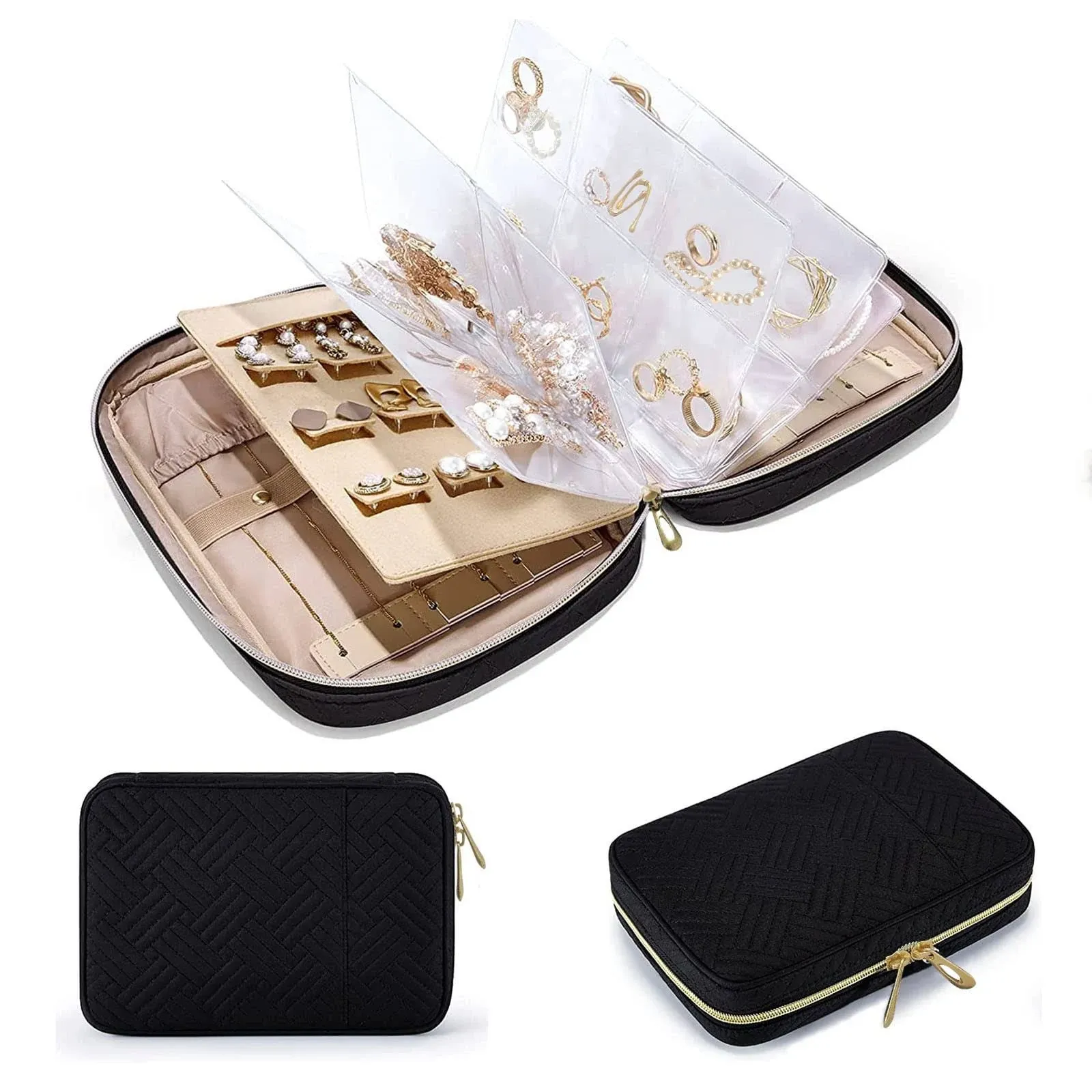 Travel Jewelry Organizer LAEDO Case Transparent Storage Book with Pockets Portab