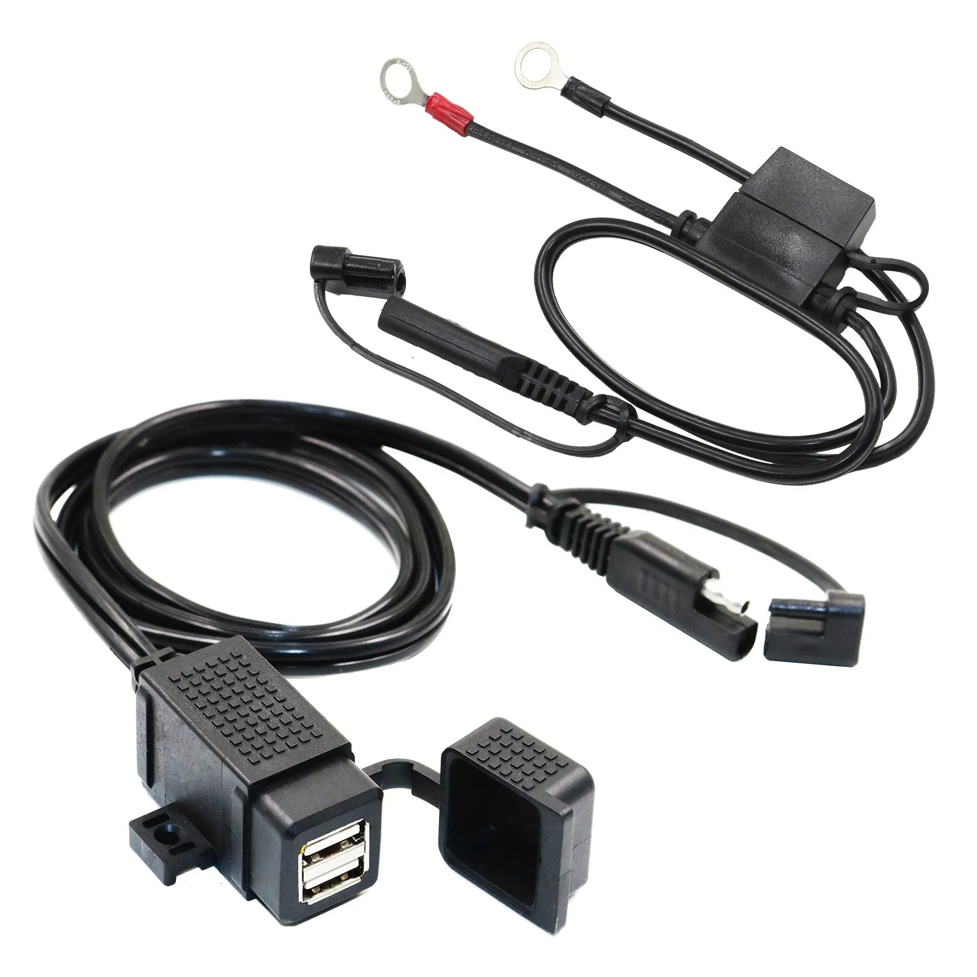 MOTOPOWER MP0609C 3.1Amp Waterproof Motorcycle Dual USB Charger Kit SAE to USB A