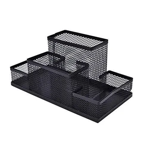 AlfOffice Desk Organizer | Black Wire mesh Desktop Organizer Caddy for Home o...