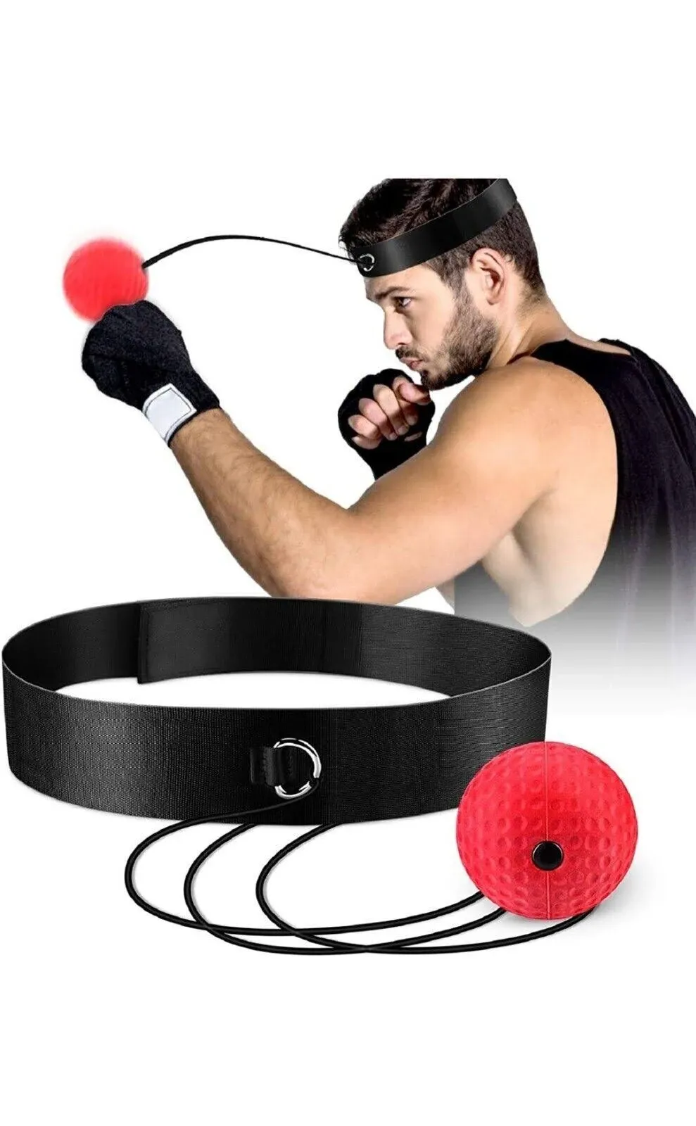 Beast Gear Boxing Reflex Ball - 60mm Reaction Ball Headband with Safety Glasses - Martial Arts Training Equipment for Muay Thai & MMA, Adults & Kids Boxing Set with Adjustable Length String