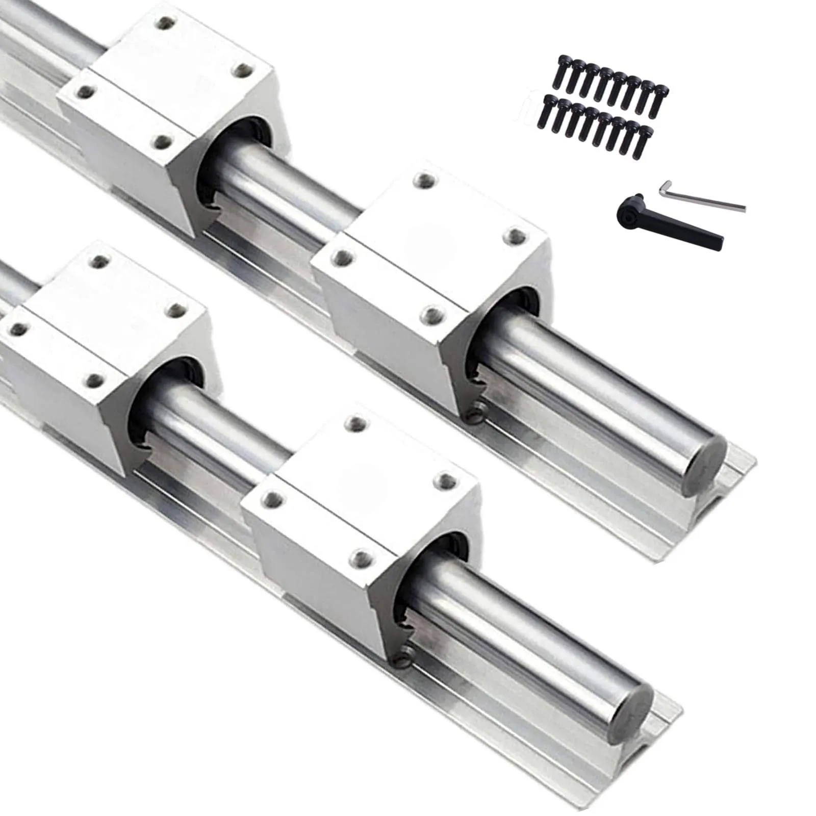 2Pcs SBR16-2000mm Linear Rail Guide + 4Pcs SBR16UU Square Type Slide Bearing ...