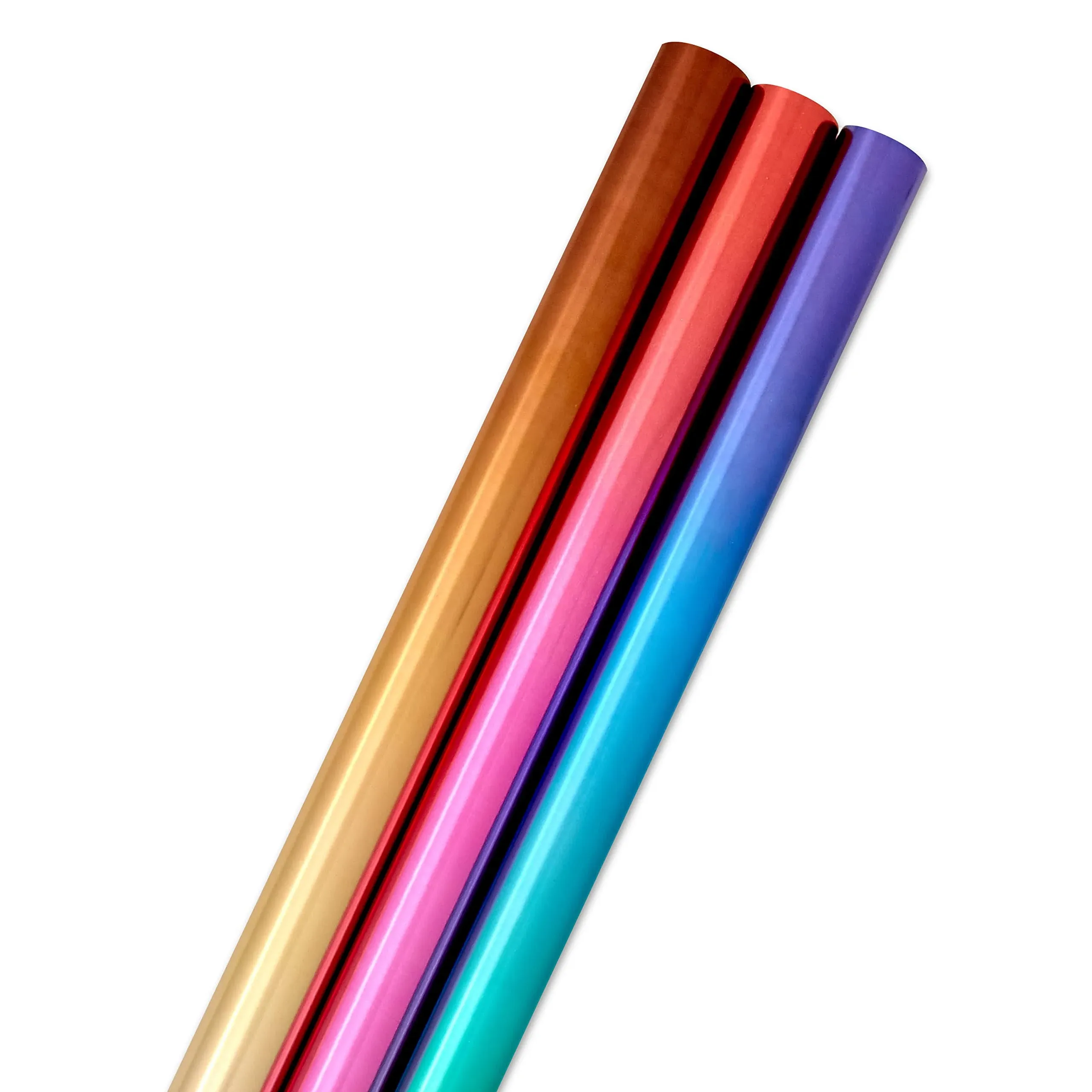 Hallmark Foil Wrapping Paper Rolls - Ombre Blue & Green, Silver & Gold, Red & Purple Gift Wrap Paper (Set of 3 Rolls: 60 sq. ft. ttl.) for Birthday, Christmas, Wedding, Graduation, All Occasion