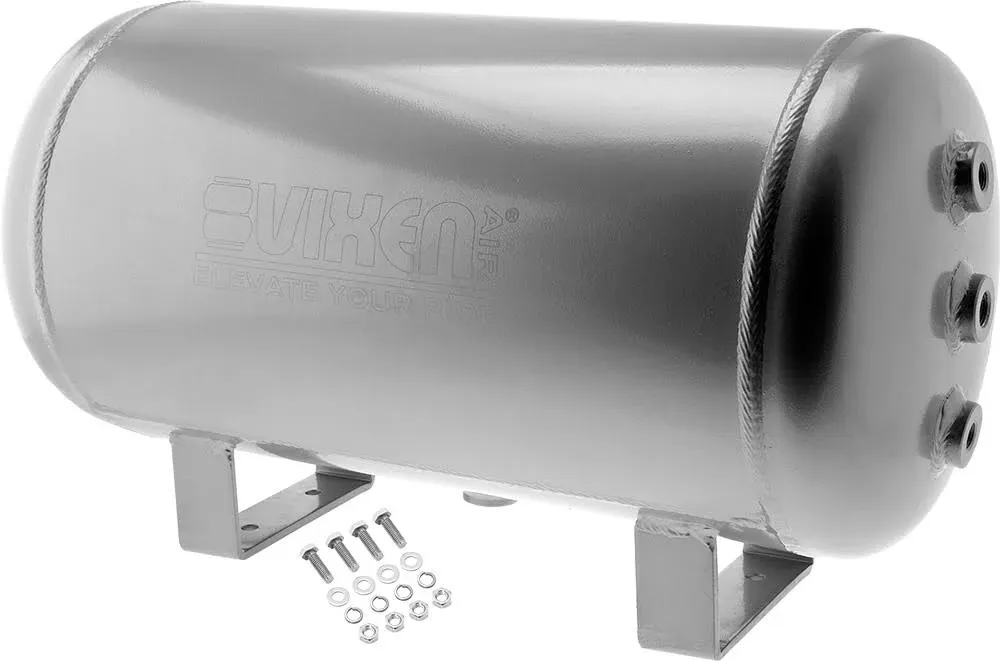 Vixen Air 5 Gallon (20 Liter) 9 Ports Suspension/Train/Horn Raw Aluminum Air Tank ...