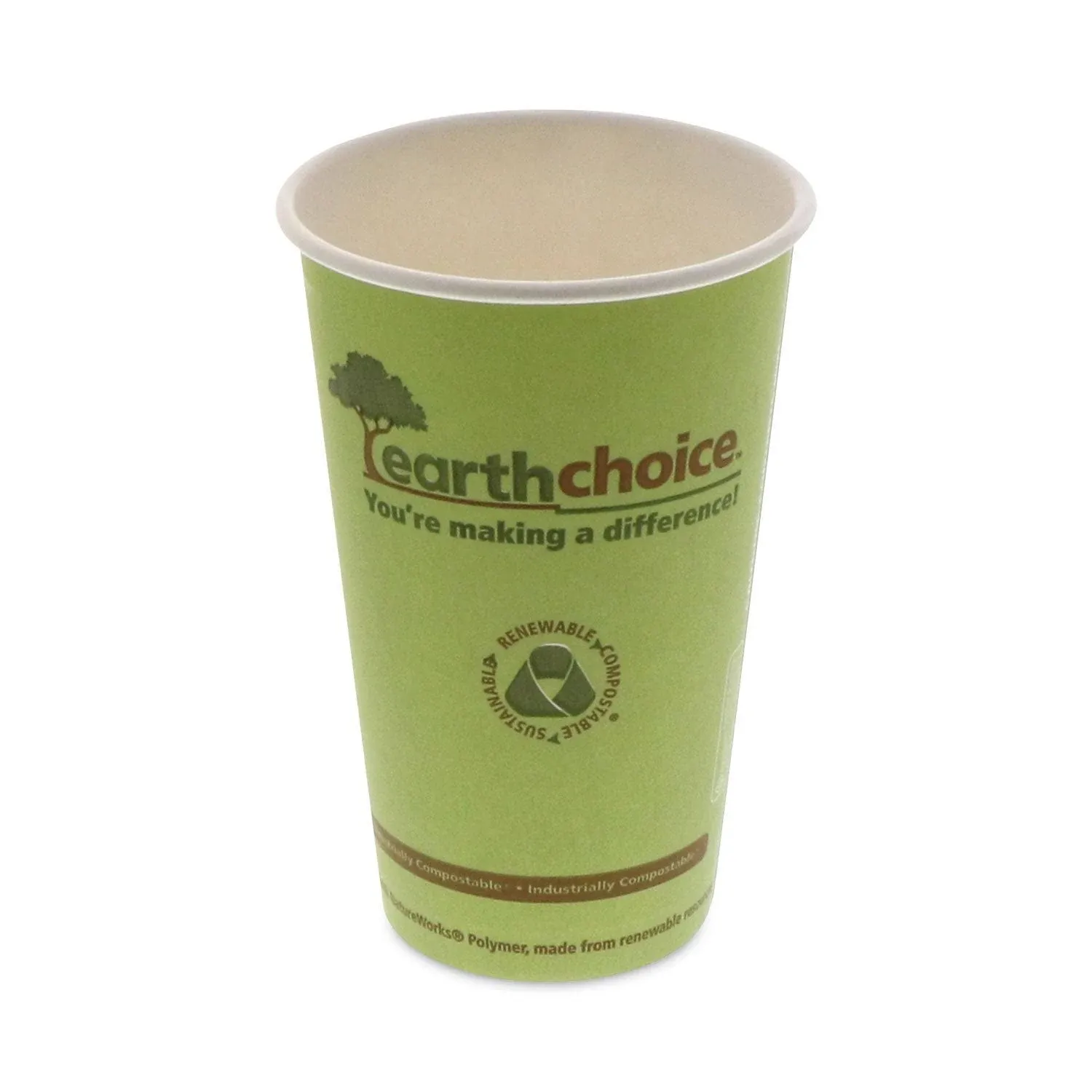 Pactiv EarthChoice Hot Cups, 16 oz, Green, 1,000/Carton