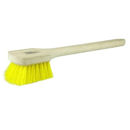 Wood Block Utility Scrub Brush, 2 in Trim L, 20 in Handle, Yellow